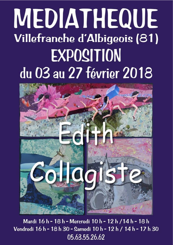 Exposition des oeuvres d'Edith, collagiste à Villefranche d'Albigeois