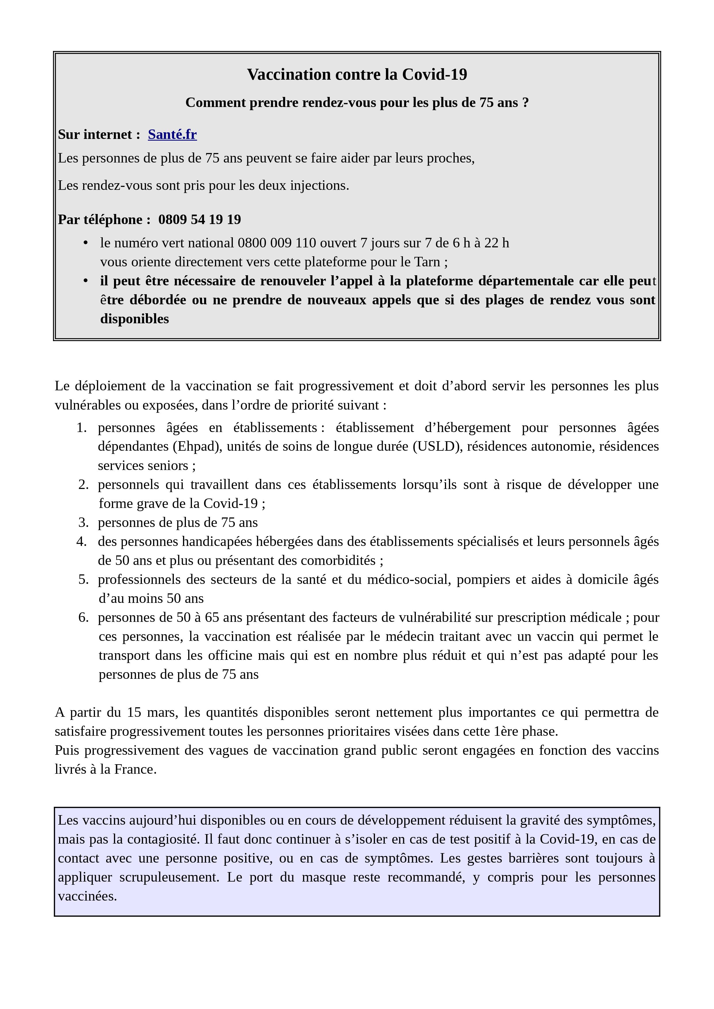 Vaccination contre la Covid-19