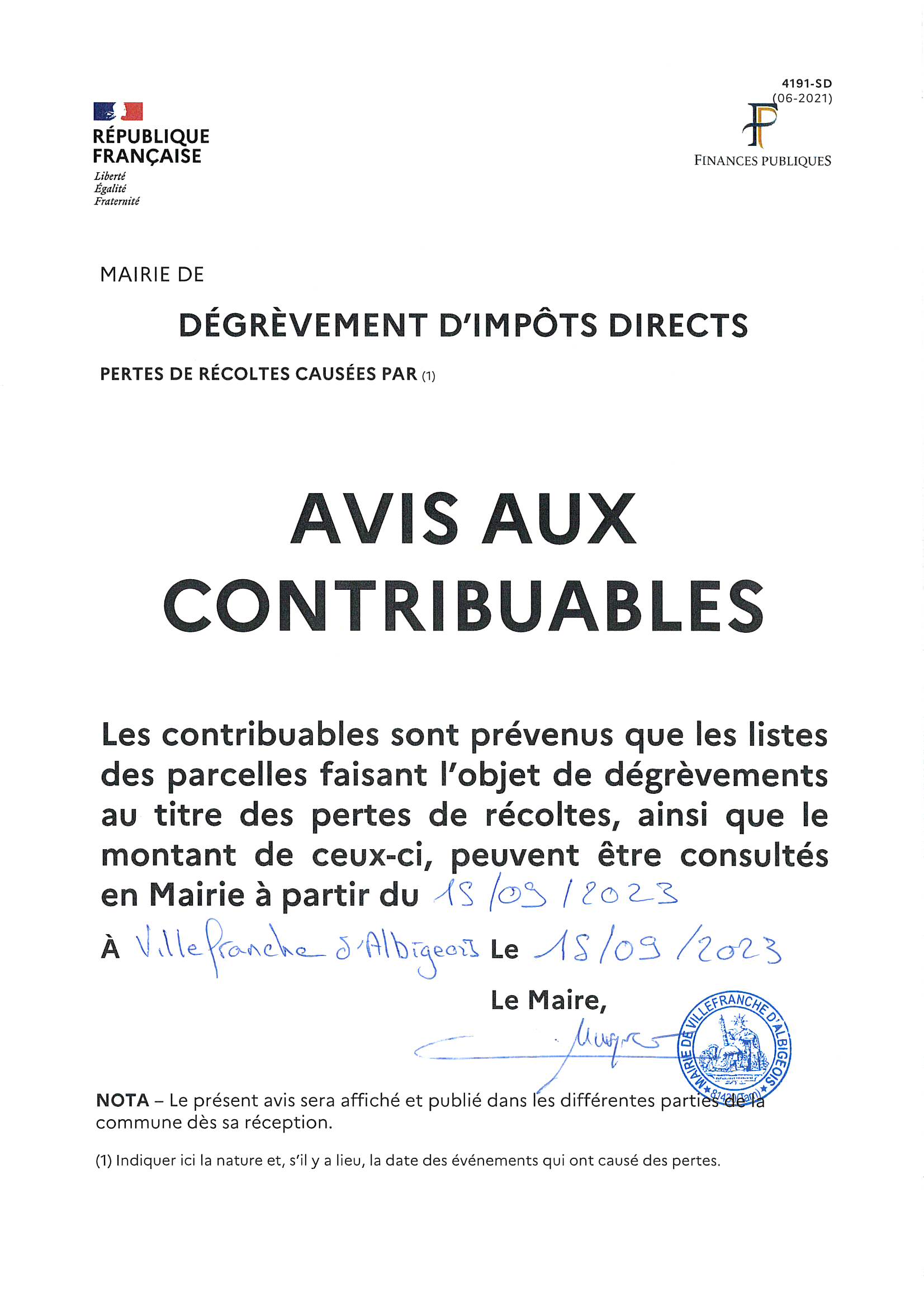 CALAMITÉ AGRICOLE SÉCHERESSE 2022 – PERTES DE FONDS SUR PRAIRIES OUVERTURE DE LA PHASE DE DÉPÔT DES DEMANDES D'INDEMNISATION